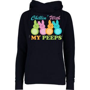 Chillin With My Peeps Easter Rabbits Womens Funnel Neck Pullover Hood