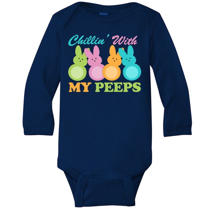 Chillin With My Peeps Easter Rabbits Baby Long Sleeve Bodysuit