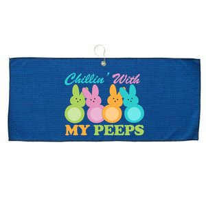 Chillin With My Peeps Easter Rabbits Large Microfiber Waffle Golf Towel