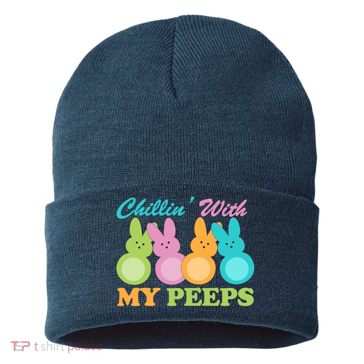 Chillin With My Peeps Easter Rabbits Sustainable Knit Beanie