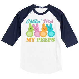 Chillin With My Peeps Easter Rabbits Baseball Sleeve Shirt