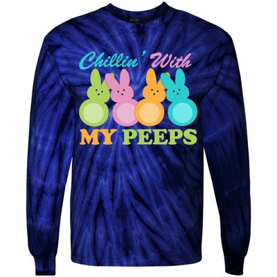 Chillin With My Peeps Easter Rabbits Tie-Dye Long Sleeve Shirt