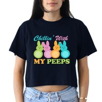 Chillin With My Peeps Easter Rabbits Crop Top