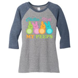 Chillin With My Peeps Easter Rabbits Women's Tri-Blend 3/4-Sleeve Raglan Shirt