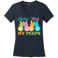 Chillin With My Peeps Easter Rabbits Women's V-Neck T-Shirt