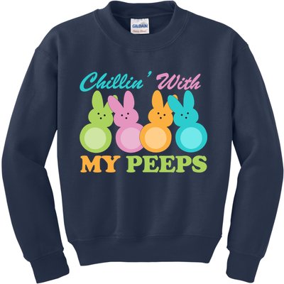 Chillin With My Peeps Easter Rabbits Kids Sweatshirt