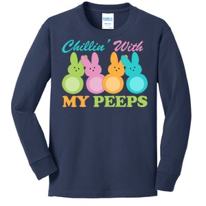 Chillin With My Peeps Easter Rabbits Kids Long Sleeve Shirt