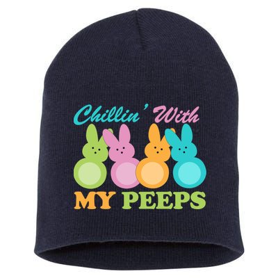 Chillin With My Peeps Easter Rabbits Short Acrylic Beanie