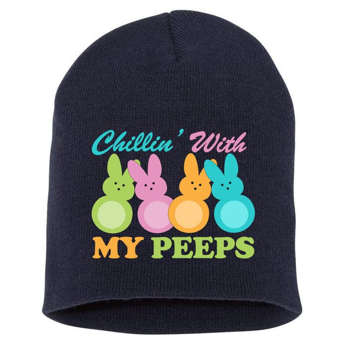 Chillin With My Peeps Easter Rabbits Short Acrylic Beanie