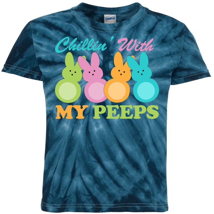 Chillin With My Peeps Easter Rabbits Kids Tie-Dye T-Shirt