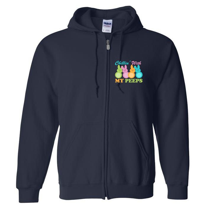 Chillin With My Peeps Easter Rabbits Full Zip Hoodie