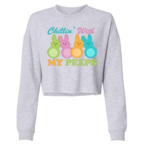 Chillin With My Peeps Easter Rabbits Cropped Pullover Crew