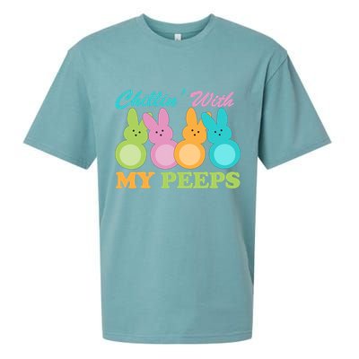 Chillin With My Peeps Easter Rabbits Sueded Cloud Jersey T-Shirt