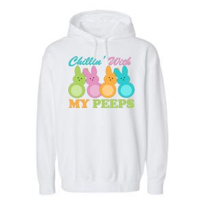 Chillin With My Peeps Easter Rabbits Garment-Dyed Fleece Hoodie