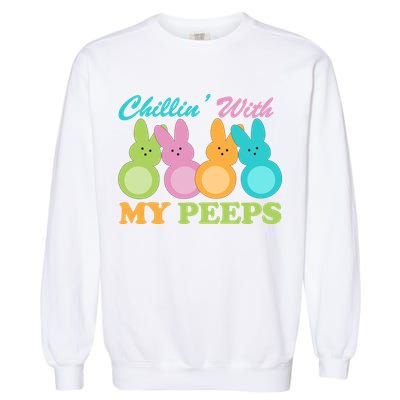 Chillin With My Peeps Easter Rabbits Garment-Dyed Sweatshirt