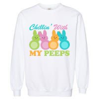 Chillin With My Peeps Easter Rabbits Garment-Dyed Sweatshirt