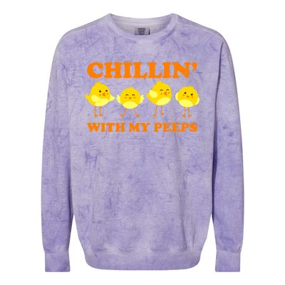 Chillin With My Peeps Funny Easter Colorblast Crewneck Sweatshirt