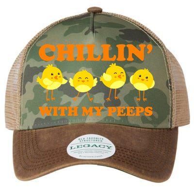 Chillin With My Peeps Funny Easter Legacy Tie Dye Trucker Hat