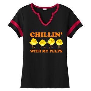 Chillin With My Peeps Funny Easter Ladies Halftime Notch Neck Tee