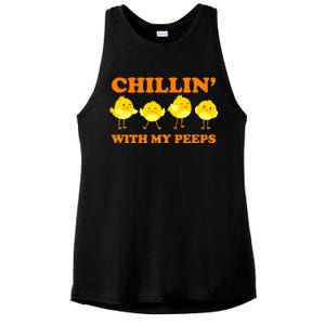 Chillin With My Peeps Funny Easter Ladies PosiCharge Tri-Blend Wicking Tank