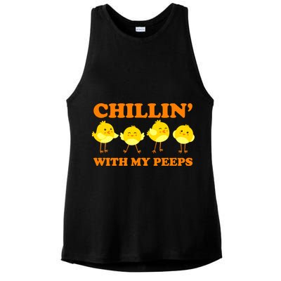 Chillin With My Peeps Funny Easter Ladies PosiCharge Tri-Blend Wicking Tank
