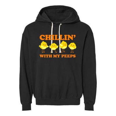 Chillin With My Peeps Funny Easter Garment-Dyed Fleece Hoodie