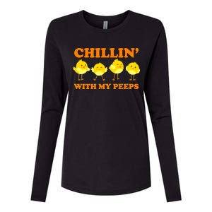 Chillin With My Peeps Funny Easter Womens Cotton Relaxed Long Sleeve T-Shirt