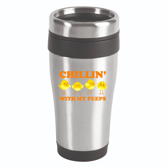Chillin With My Peeps Funny Easter 16oz Travel Tumbler