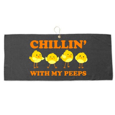 Chillin With My Peeps Funny Easter Large Microfiber Waffle Golf Towel