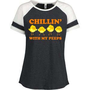 Chillin With My Peeps Funny Easter Enza Ladies Jersey Colorblock Tee