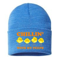 Chillin With My Peeps Funny Easter Sustainable Knit Beanie