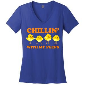 Chillin With My Peeps Funny Easter Women's V-Neck T-Shirt