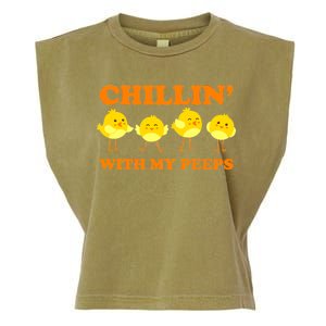 Chillin With My Peeps Funny Easter Garment-Dyed Women's Muscle Tee