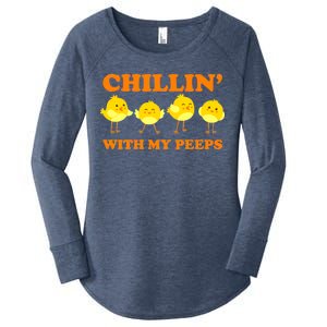 Chillin With My Peeps Funny Easter Women's Perfect Tri Tunic Long Sleeve Shirt