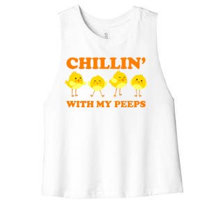 Chillin With My Peeps Funny Easter Women's Racerback Cropped Tank