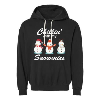 Chillin With My Snowmies Christmas Garment-Dyed Fleece Hoodie