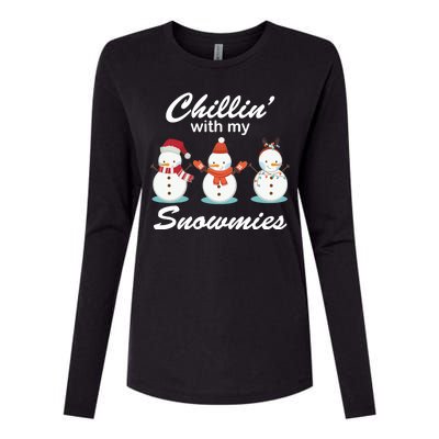 Chillin With My Snowmies Christmas Womens Cotton Relaxed Long Sleeve T-Shirt