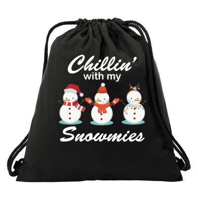 Chillin With My Snowmies Christmas Drawstring Bag