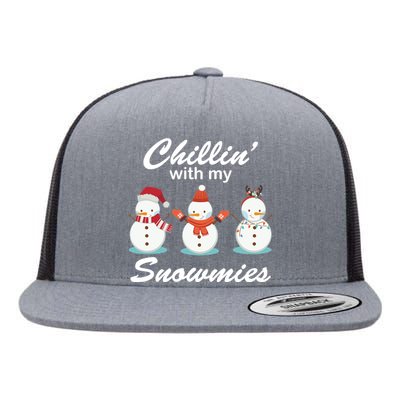 Chillin With My Snowmies Christmas Flat Bill Trucker Hat