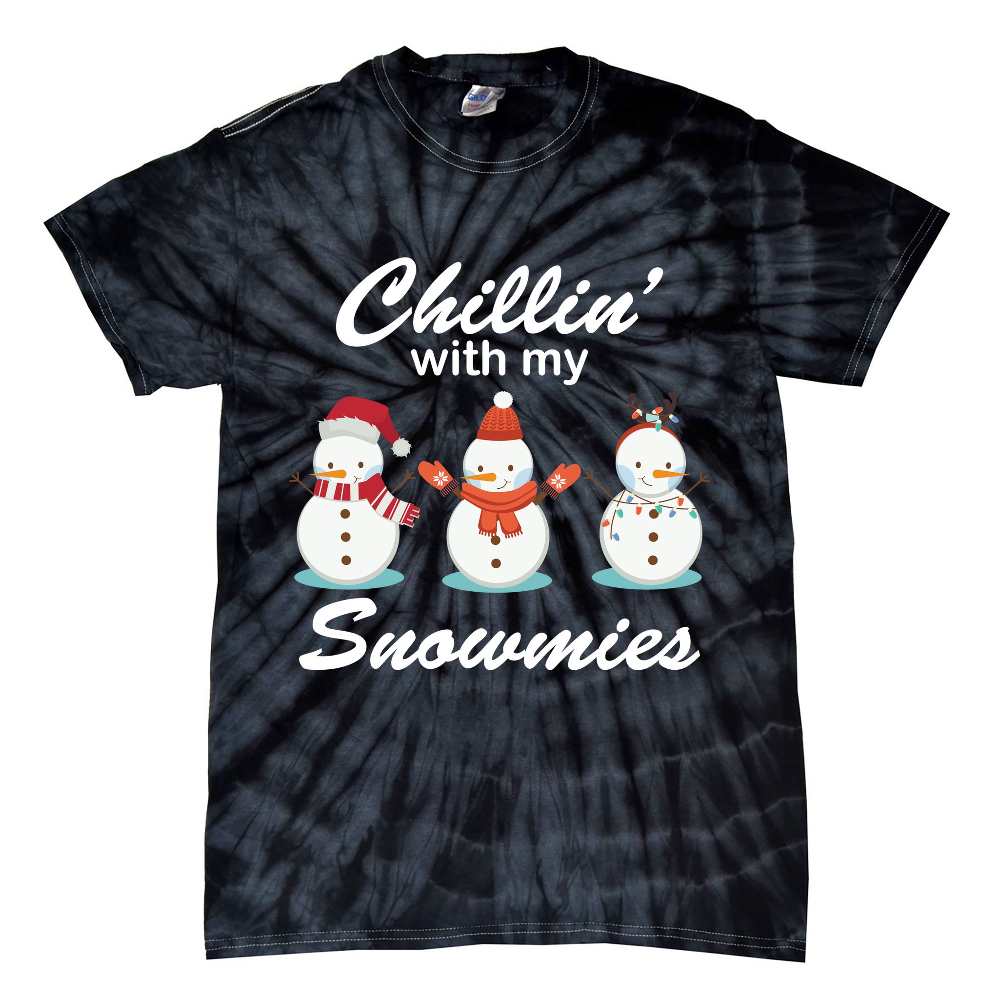 Chillin With My Snowmies Christmas Tie-Dye T-Shirt