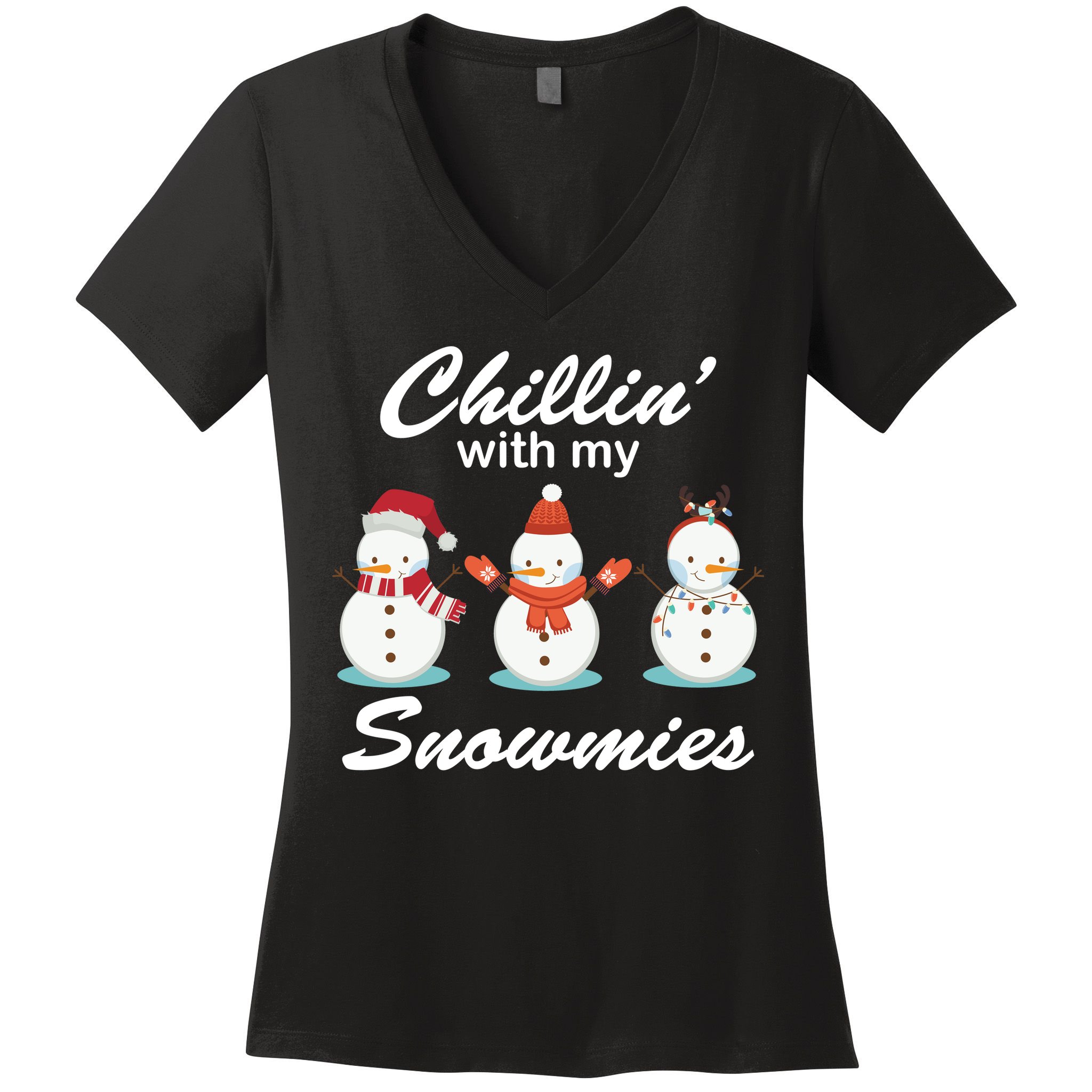 Chillin With My Snowmies Christmas Women's V-Neck T-Shirt