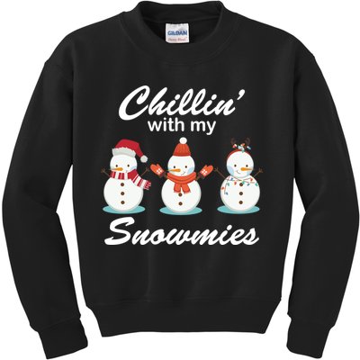 Chillin With My Snowmies Christmas Kids Sweatshirt