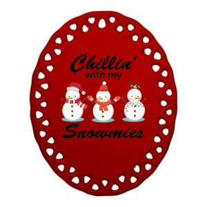 Chillin With My Snowmies Christmas Ceramic Oval Ornament