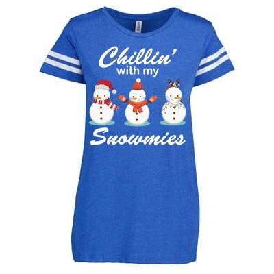 Chillin With My Snowmies Christmas Enza Ladies Jersey Football T-Shirt