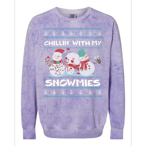 Chillin' With My Snowmies Ugly Christmas Colorblast Crewneck Sweatshirt