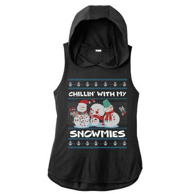 Chillin' With My Snowmies Ugly Christmas Ladies PosiCharge Tri-Blend Wicking Draft Hoodie Tank