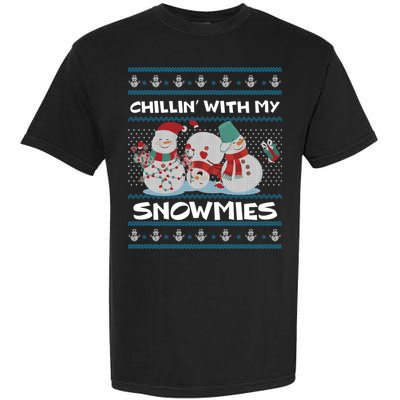 Chillin' With My Snowmies Ugly Christmas Garment-Dyed Heavyweight T-Shirt