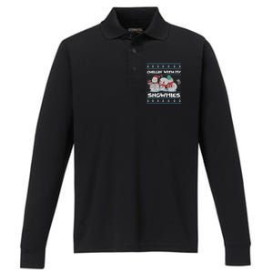 Chillin' With My Snowmies Ugly Christmas Performance Long Sleeve Polo