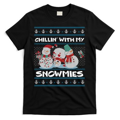 Chillin' With My Snowmies Ugly Christmas T-Shirt