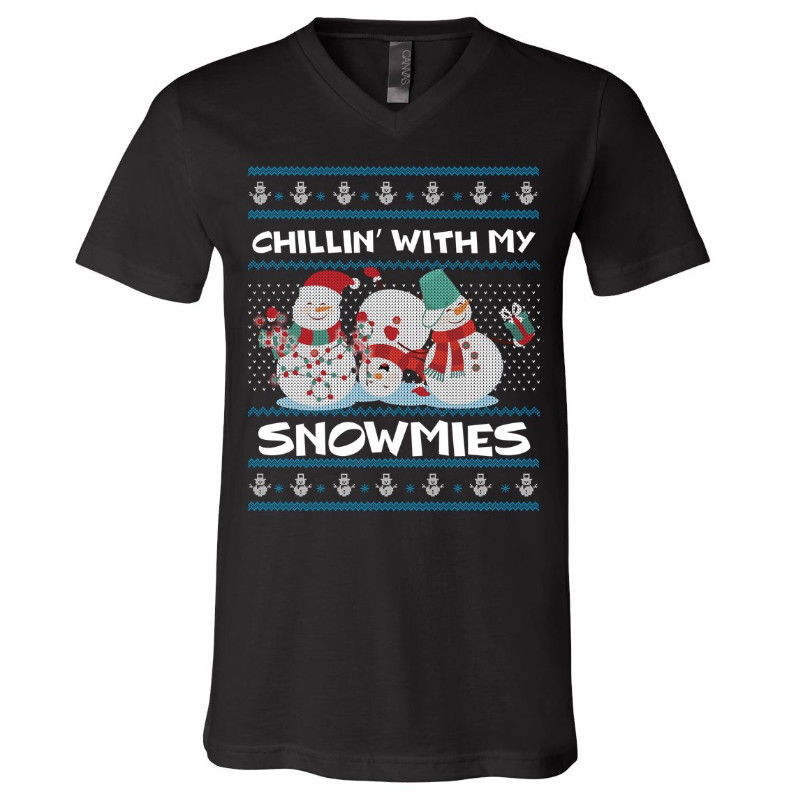 Chillin' With My Snowmies Ugly Christmas V-Neck T-Shirt